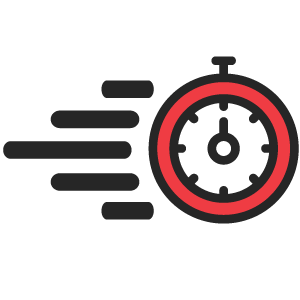a red and gray clock signifying speed of time