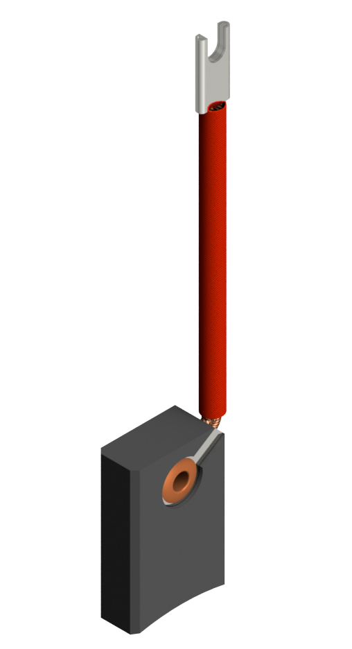 riveted single wire brush example, ac motor brushes